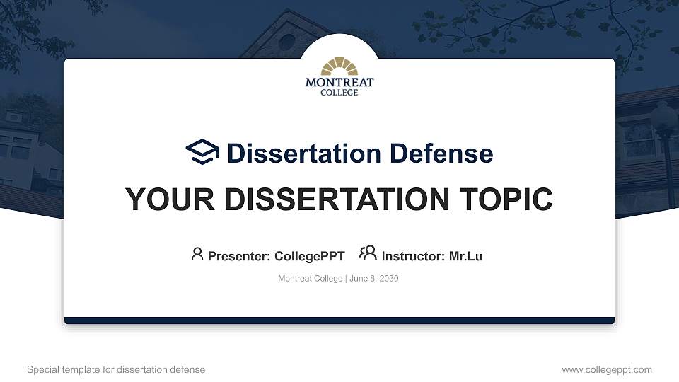 Montreat College Graduation Thesis Defense PPT Template16:9 ratio PPT effect preview image