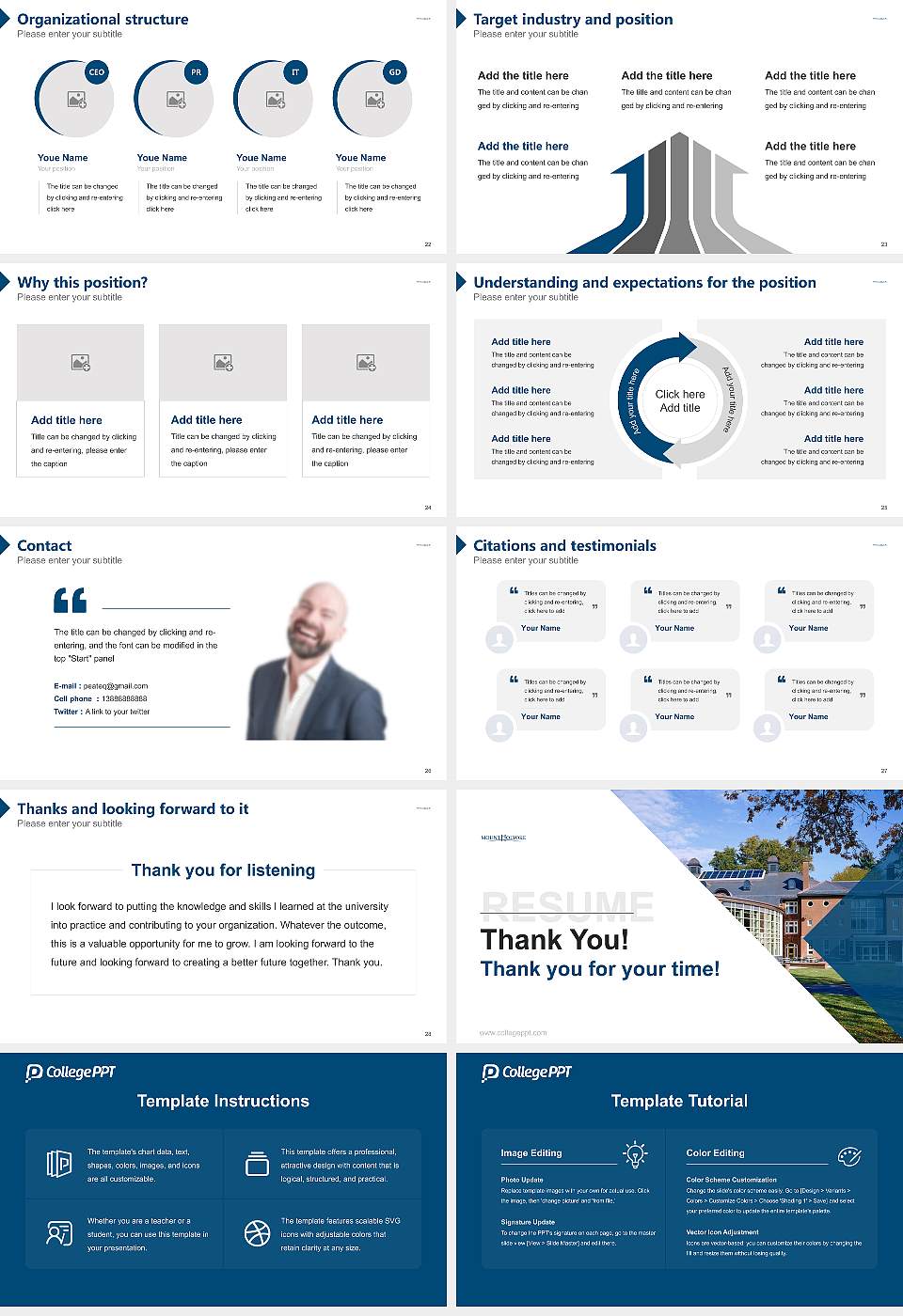 Mount Holyoke College Resume PPT Template16:9 ratio PPT effect preview image4