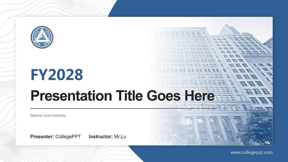National Louis University Academic Presentation/Research Findings Report PPT Template16:9 ratio PPT effect preview image