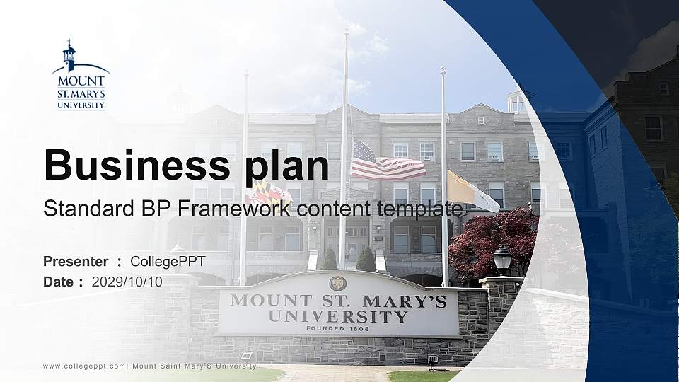 Mount Saint Mary’S University Competition/Entrepreneurship Contest PPT Template16:9 ratio PPT effect preview image1