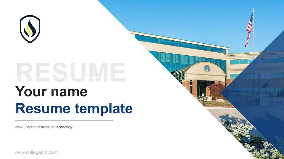 New England Institute of Technology Resume PPT Template16:9 ratio PPT effect preview image