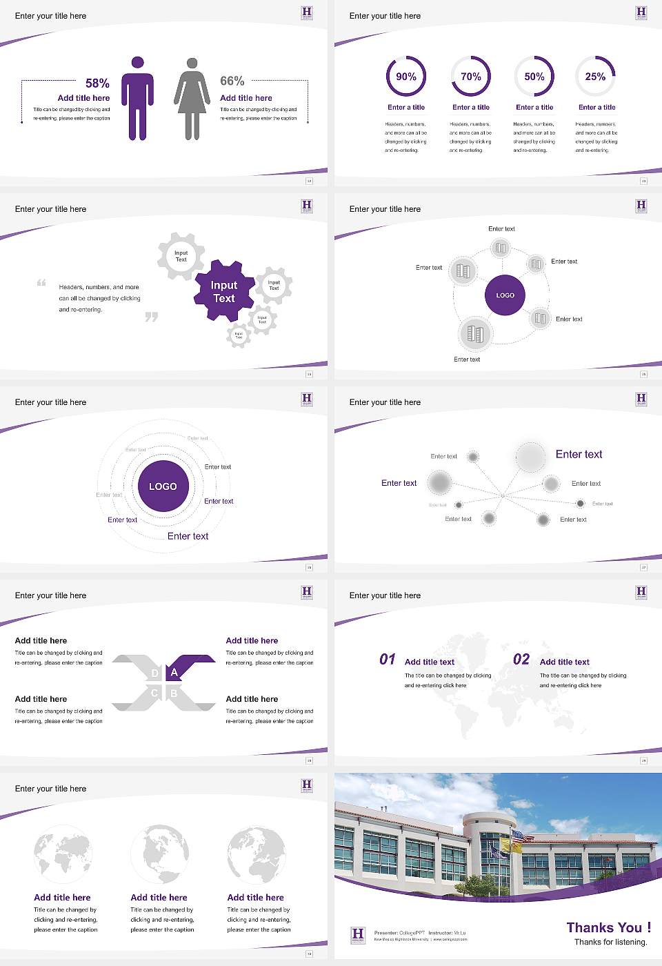 New Mexico Highlands University Course/Courseware Creation PPT Template16:9 ratio PPT effect preview image4