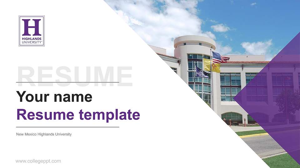 New Mexico Highlands University Resume PPT Template16:9 ratio PPT effect preview image