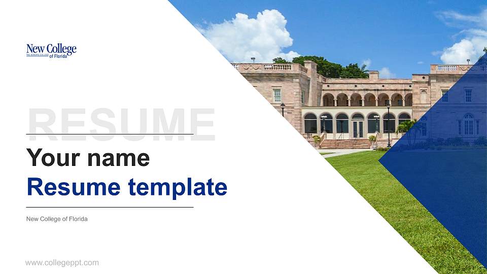 New College of Florida Resume PPT Template16:9 ratio PPT effect preview image