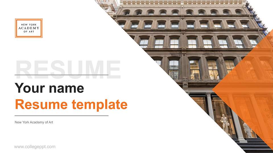 New York Academy of Art Resume PPT Template16:9 ratio PPT effect preview image