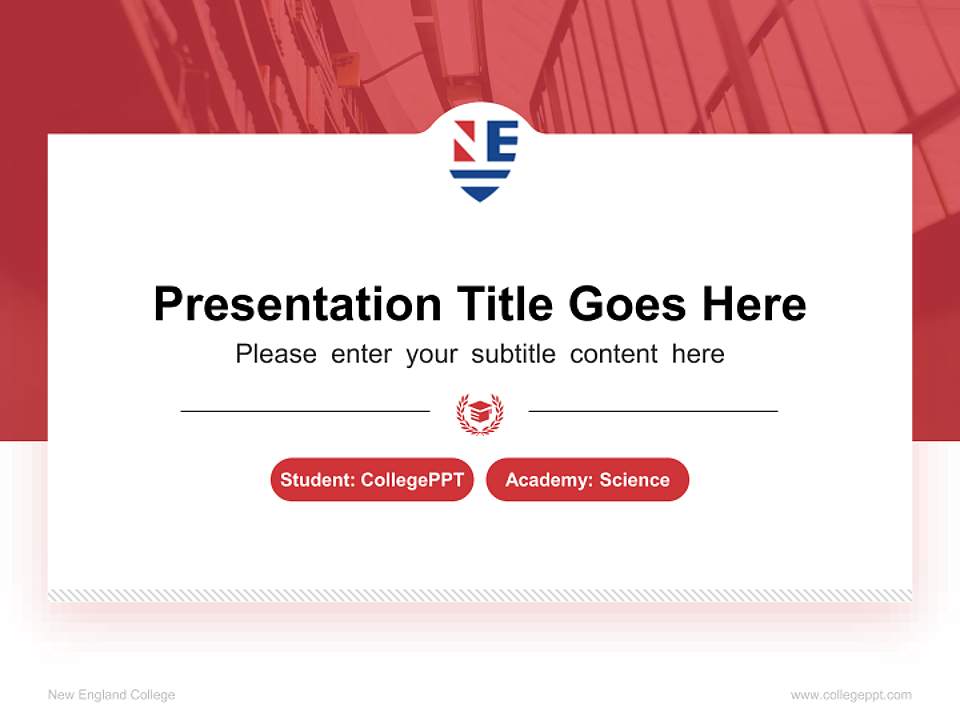 New England College National Scholarship Defense PPT Template4:3 ratio PPT effect preview image4