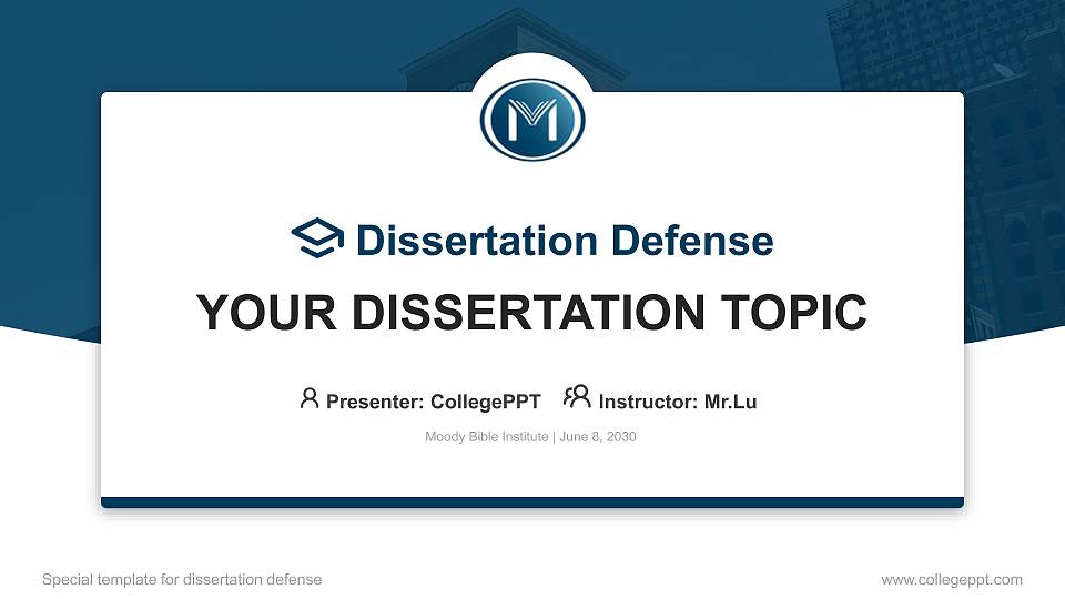 Moody Bible Institute Graduation Thesis Defense PPT Template16:9 ratio PPT effect preview image