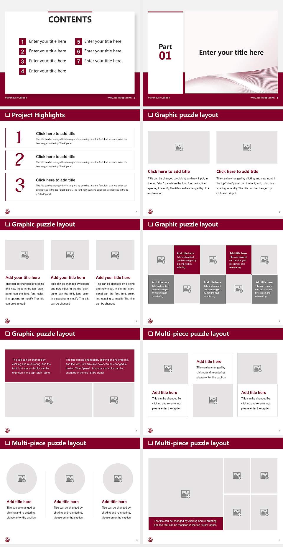 Morehouse College General Purpose PPT Template4:3 ratio PPT effect preview image2