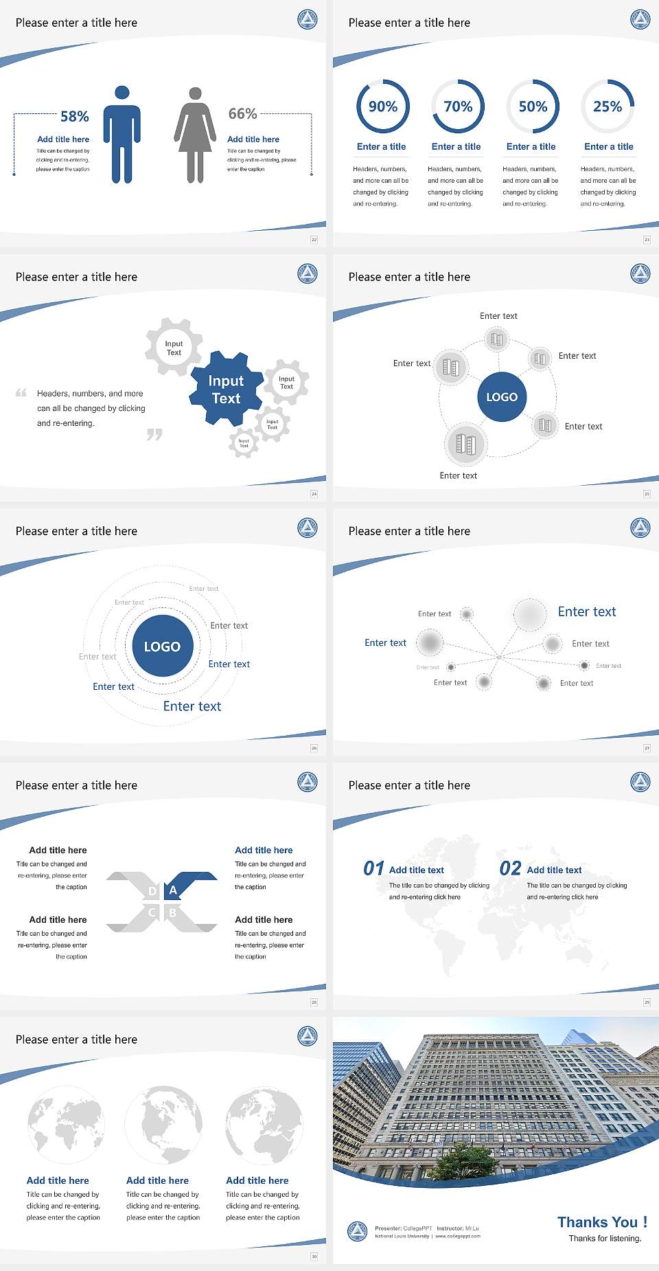 National Louis University Course/Courseware Creation PPT Template4:3 ratio PPT effect preview image4