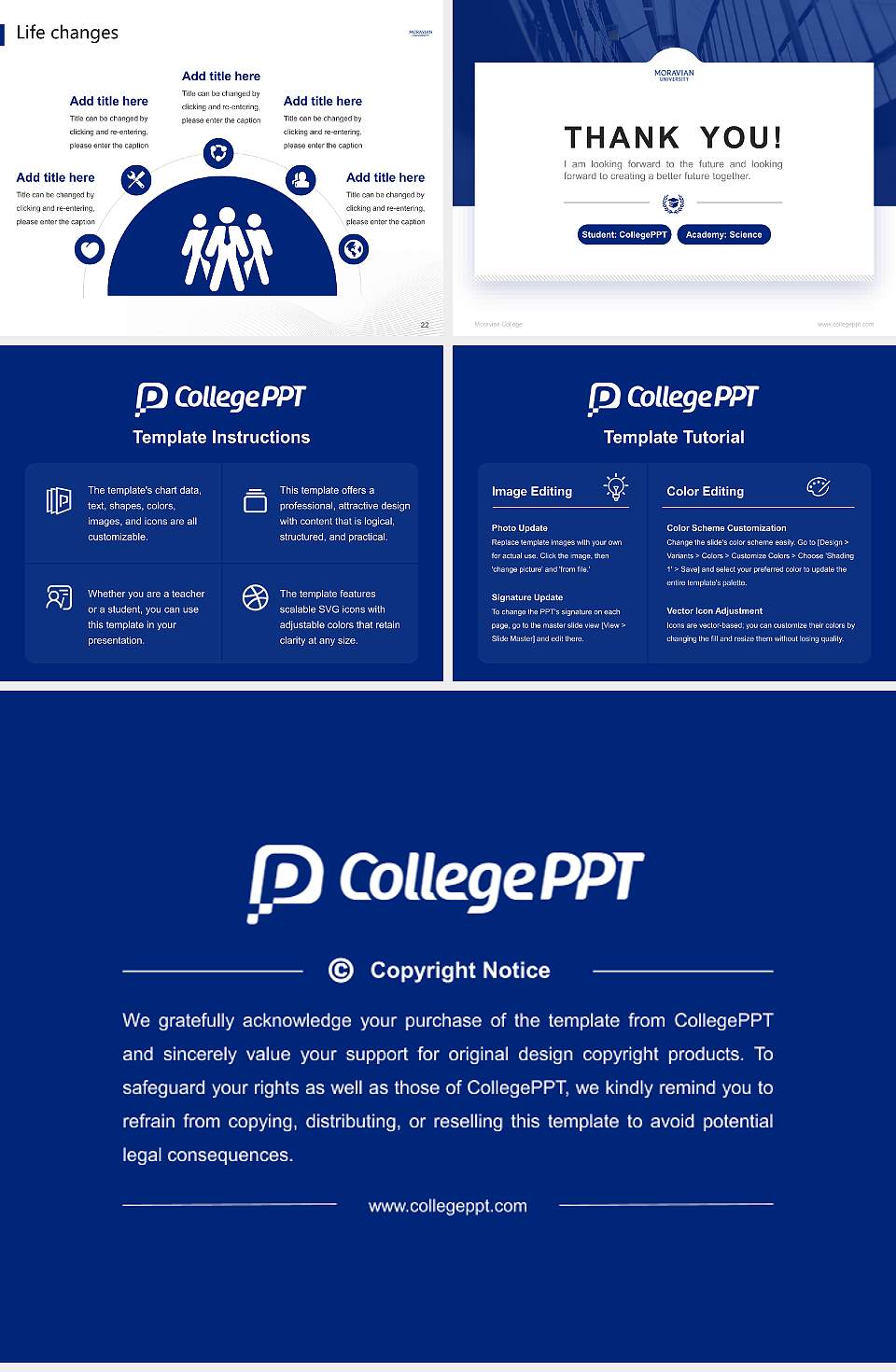 Moravian College National Scholarship Defense PPT Template4:3 ratio PPT effect preview image4