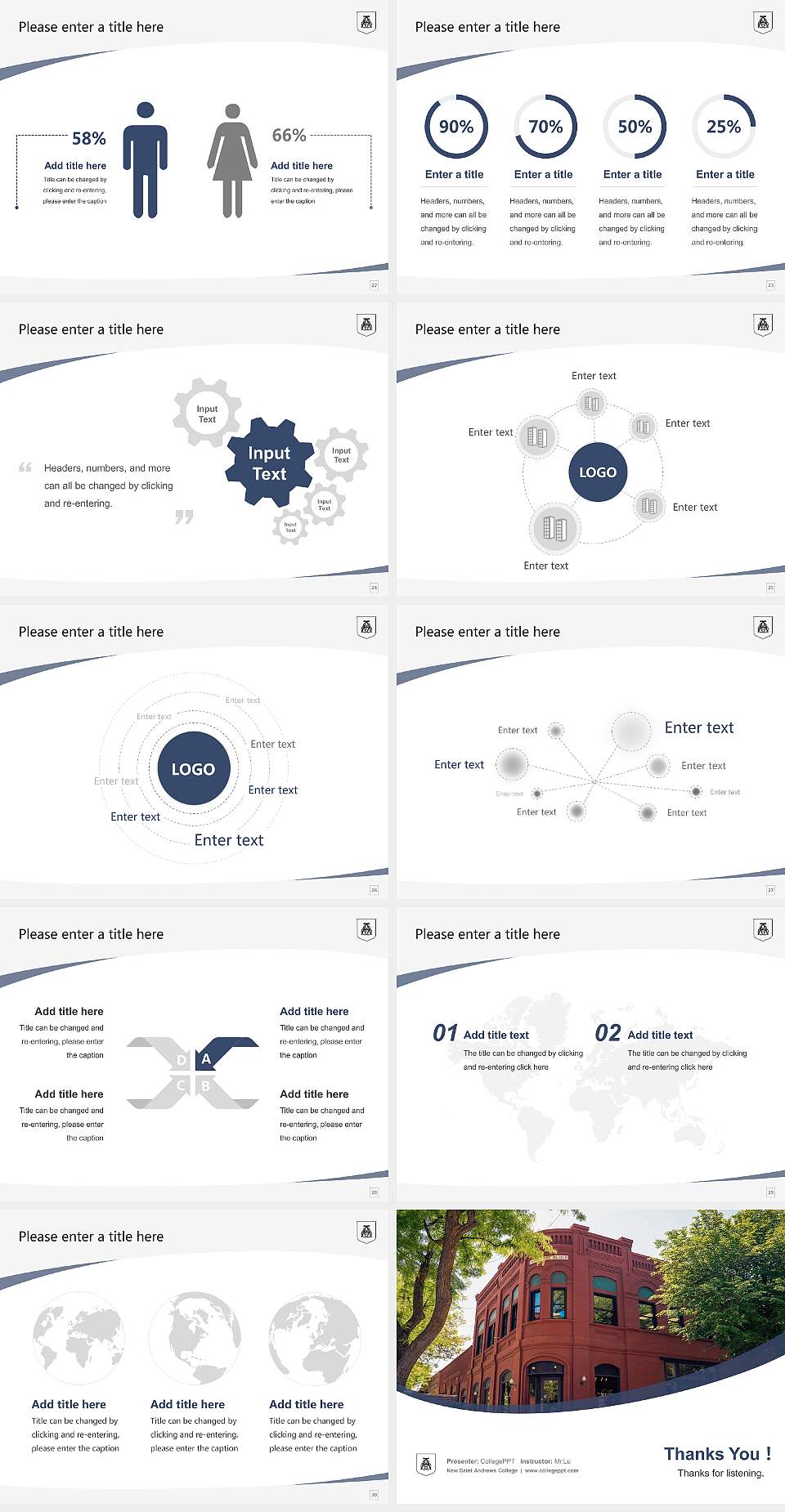 New Saint Andrews College Course/Courseware Creation PPT Template4:3 ratio PPT effect preview image4