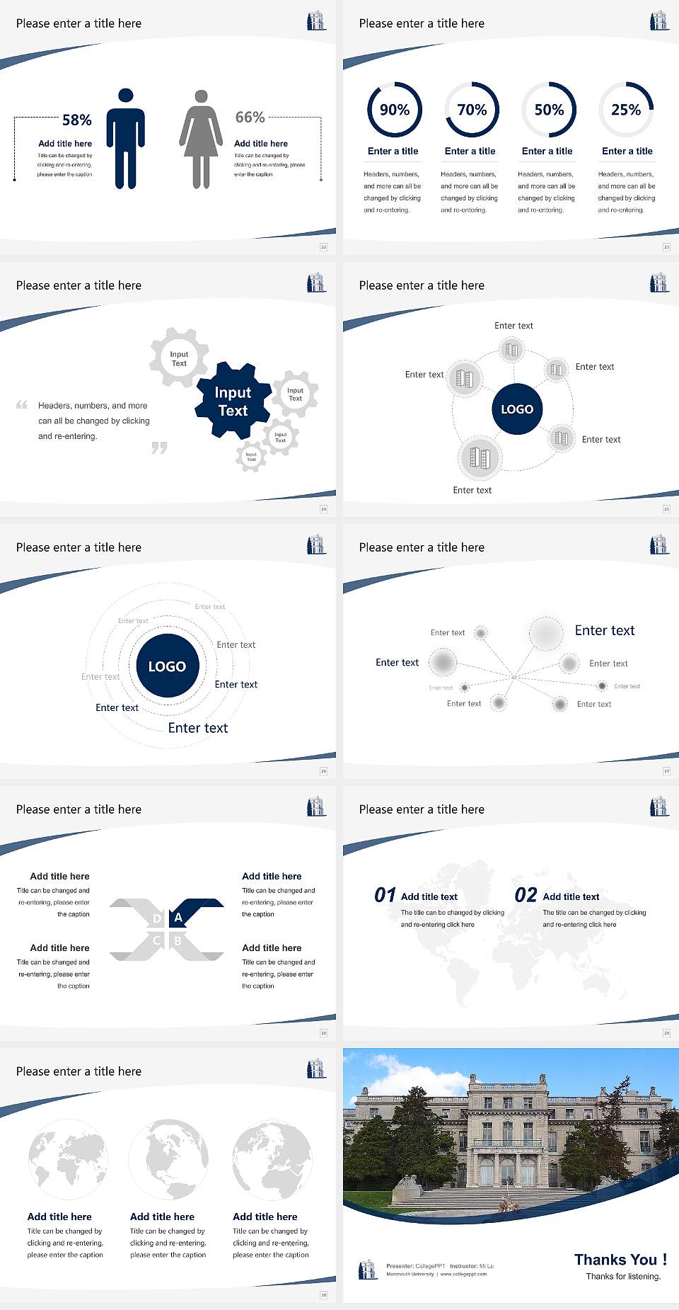 Monmouth University Course/Courseware Creation PPT Template4:3 ratio PPT effect preview image4