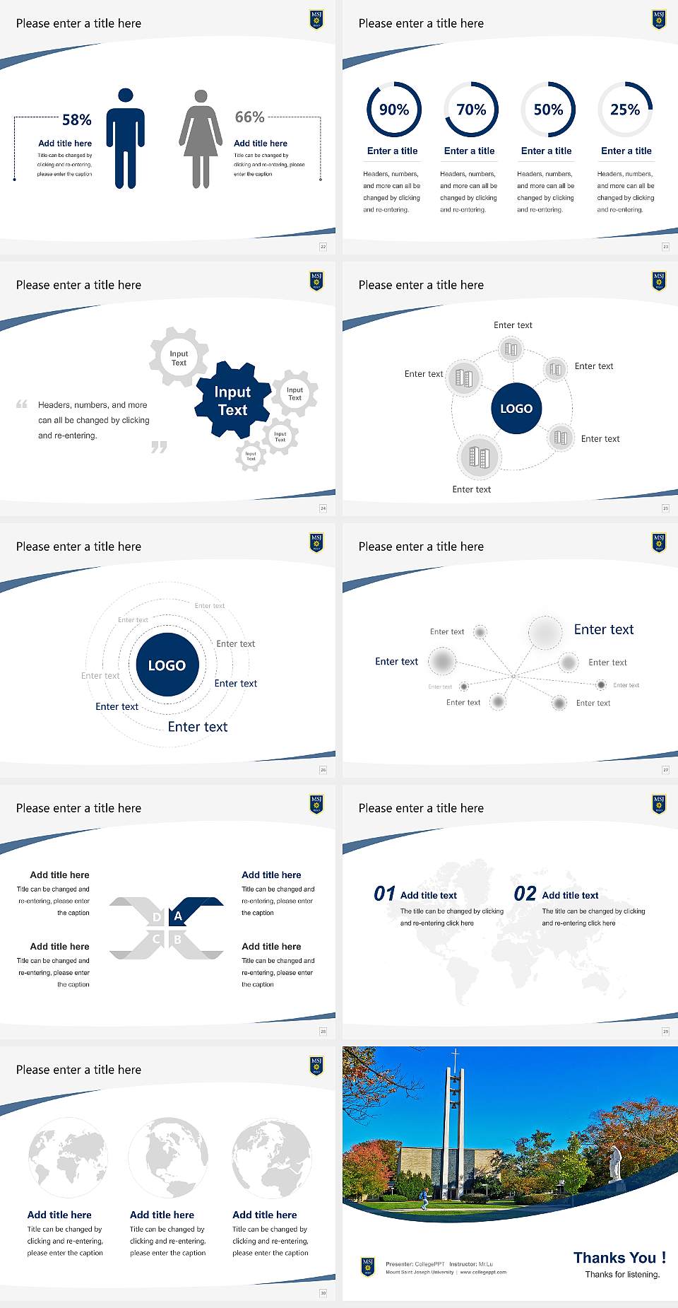 Mount Saint Joseph University Course/Courseware Creation PPT Template4:3 ratio PPT effect preview image4