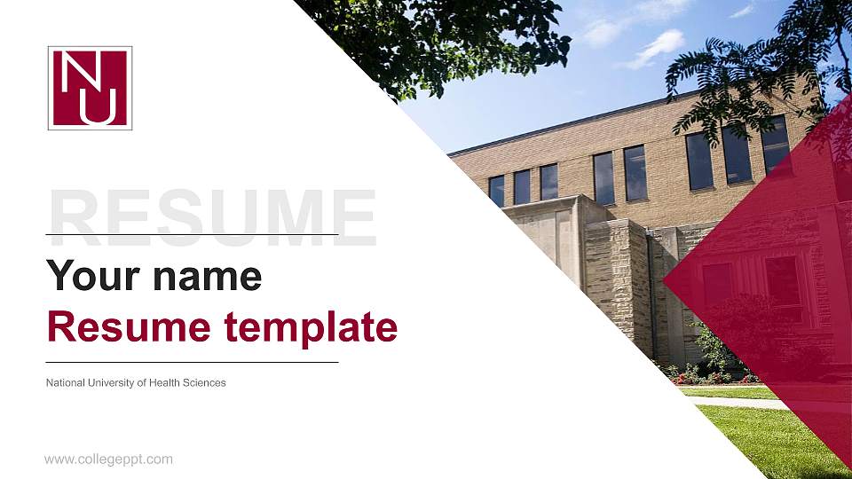 National University of Health Sciences Resume PPT Template16:9 ratio PPT effect preview image