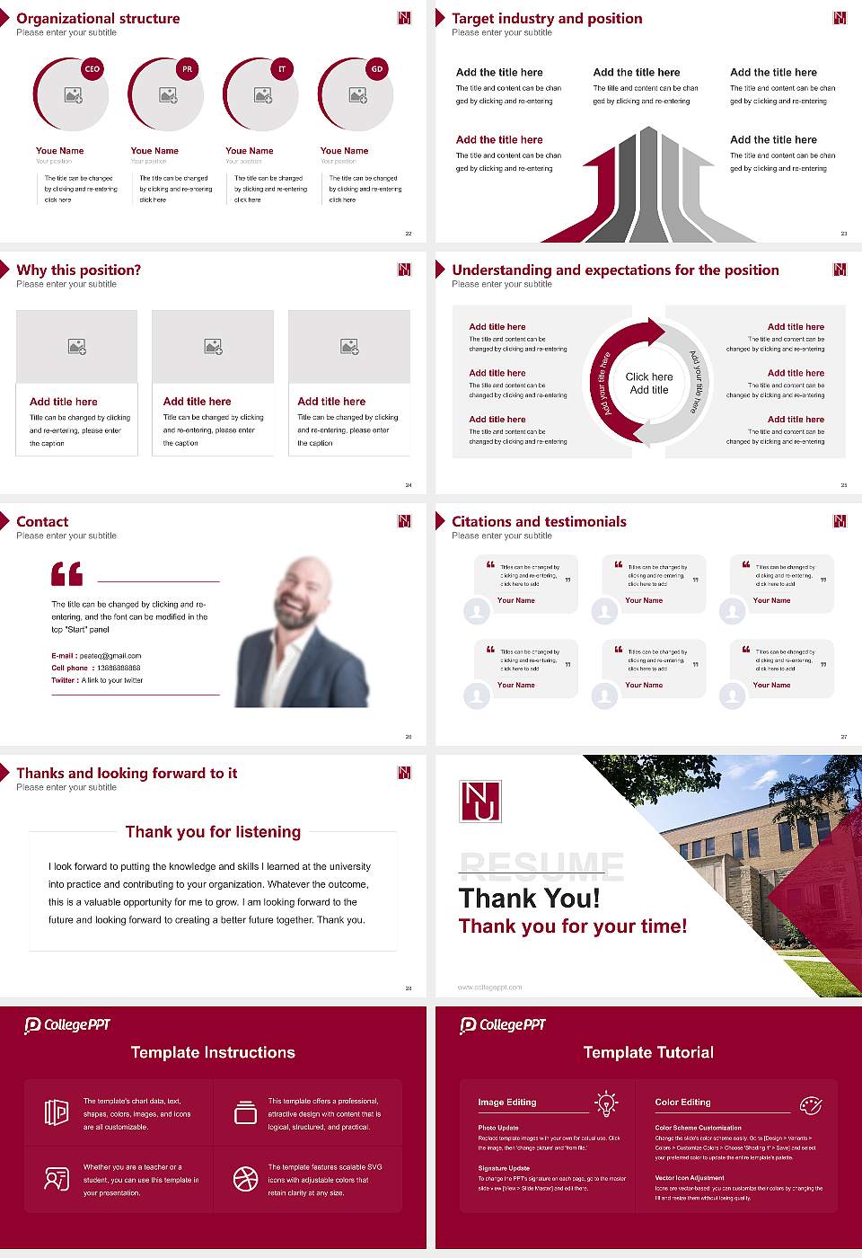 National University of Health Sciences Resume PPT Template16:9 ratio PPT effect preview image4