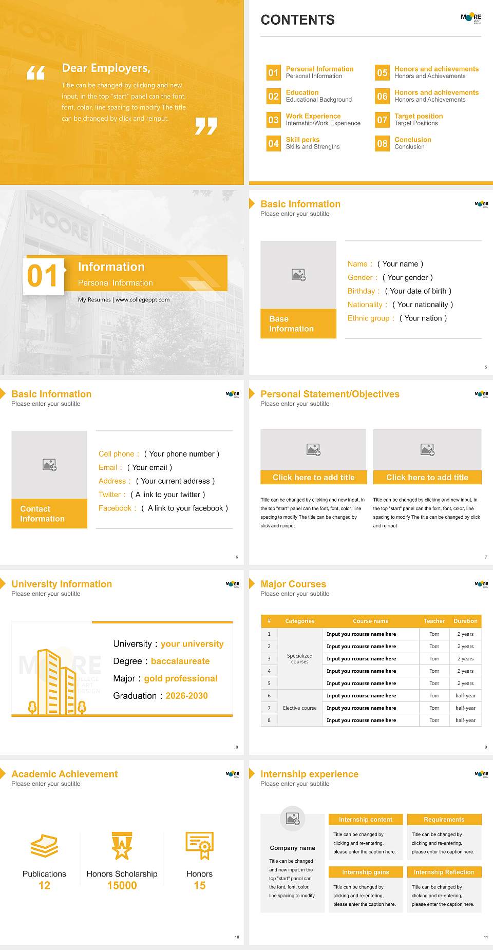 Moore College of Art and Design Resume PPT Template4:3 ratio PPT effect preview image2