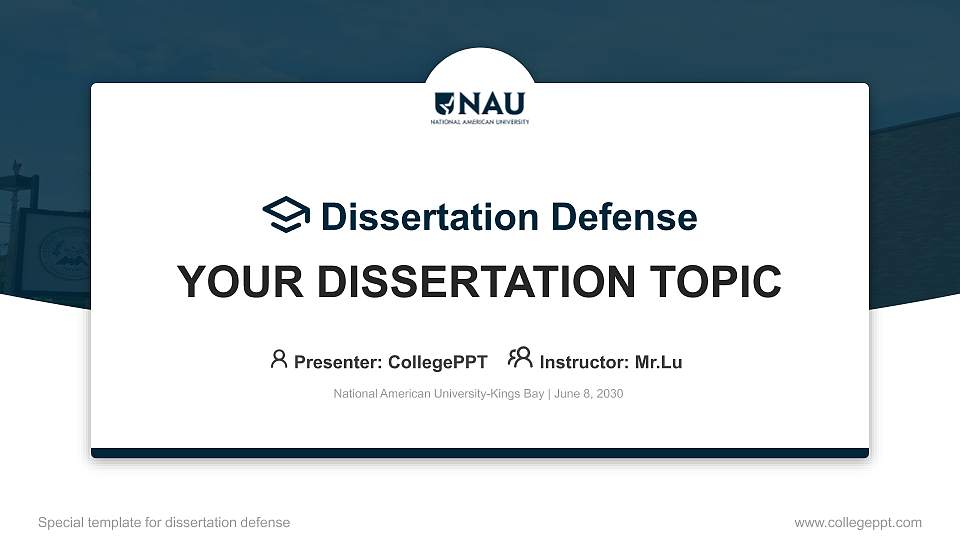 National American University-Kings Bay Graduation Thesis Defense PPT Template16:9 ratio PPT effect preview image