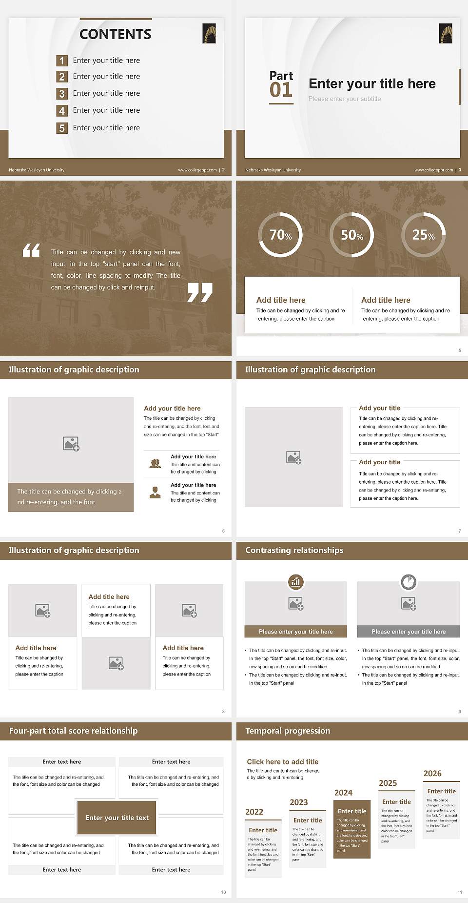 Nebraska Wesleyan University Thesis Proposal/Graduation Defense PPT Template4:3 ratio PPT effect preview image2