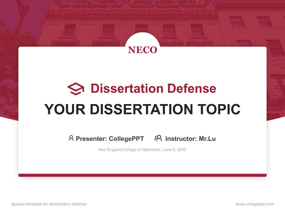 New England College of Optometry Graduation Thesis Defense PPT Template4:3 ratio PPT effect preview image7