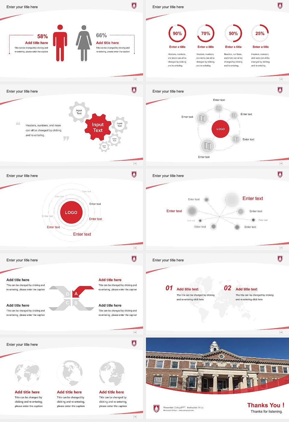 Monmouth College Course/Courseware Creation PPT Template16:9 ratio PPT effect preview image4