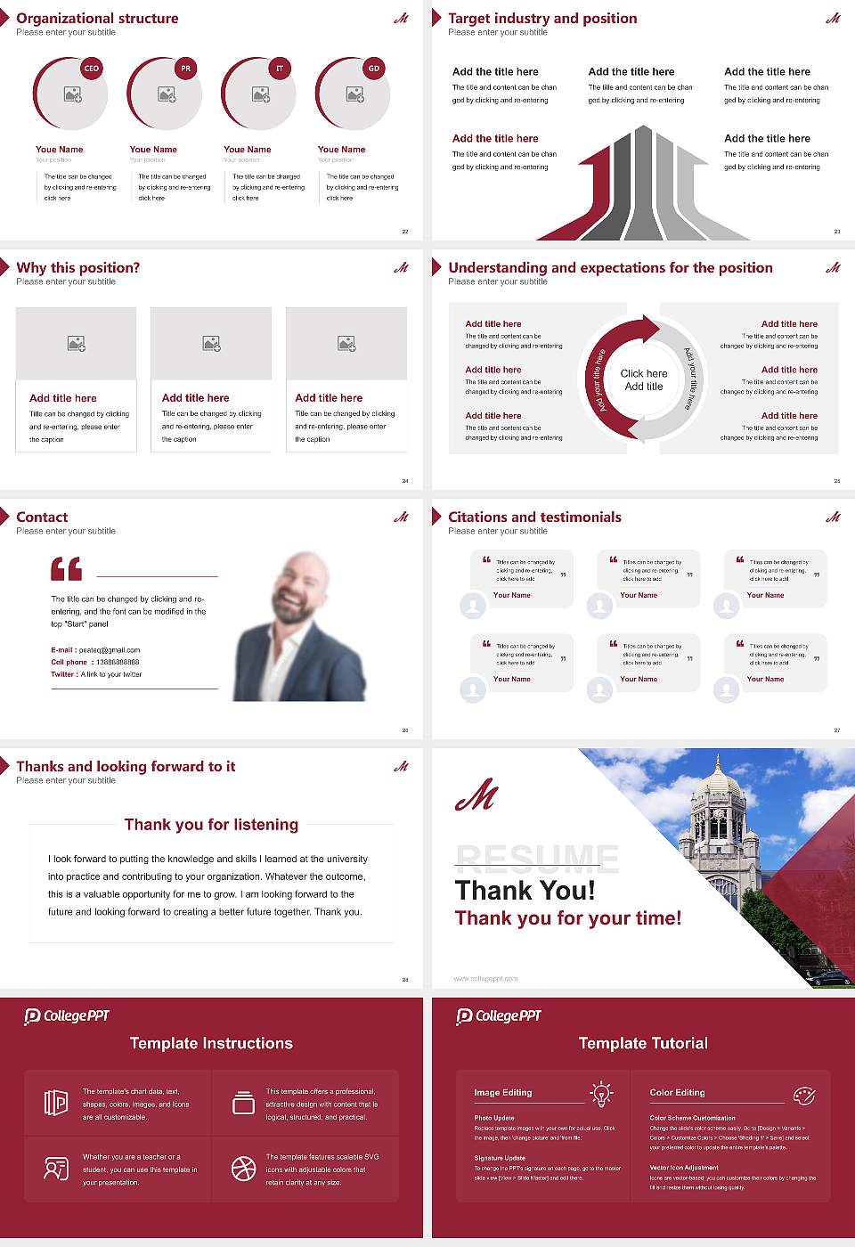 Muhlenberg College Resume PPT Template16:9 ratio PPT effect preview image4