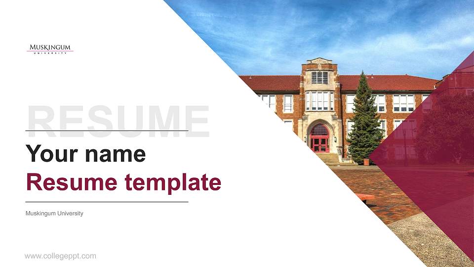 Muskingum University Resume PPT Template16:9 ratio PPT effect preview image