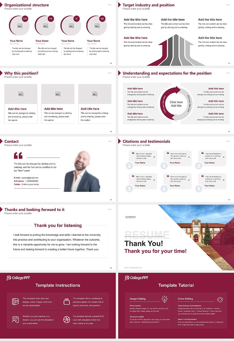Muskingum University Resume PPT Template16:9 ratio PPT effect preview image4