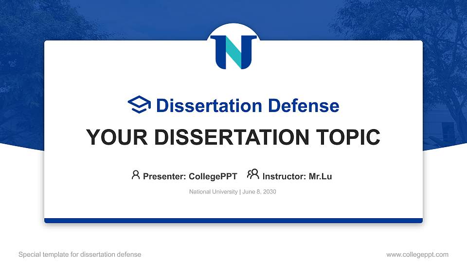National University Graduation Thesis Defense PPT Template16:9 ratio PPT effect preview image