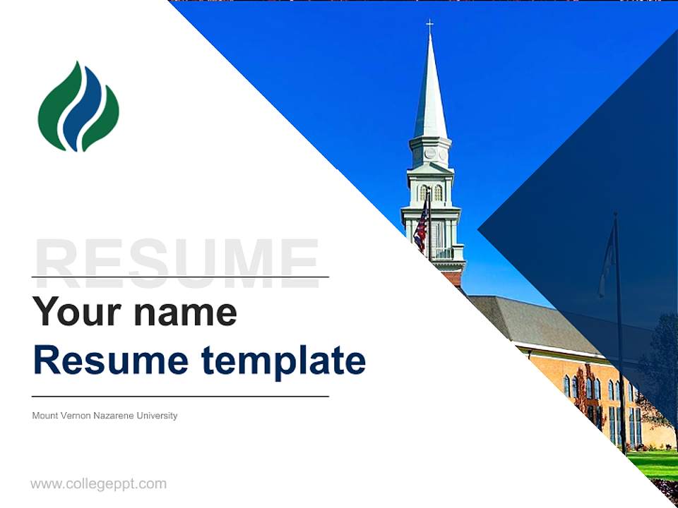 Mount Vernon Nazarene University Resume PPT Template4:3 ratio PPT effect preview image5