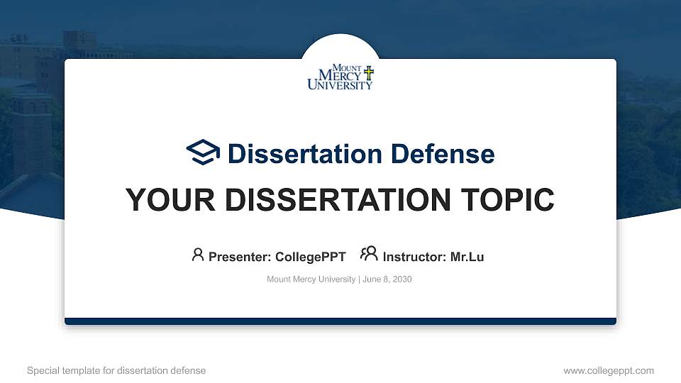 Mount Mercy University Graduation Thesis Defense PPT Template16:9 ratio PPT effect preview image