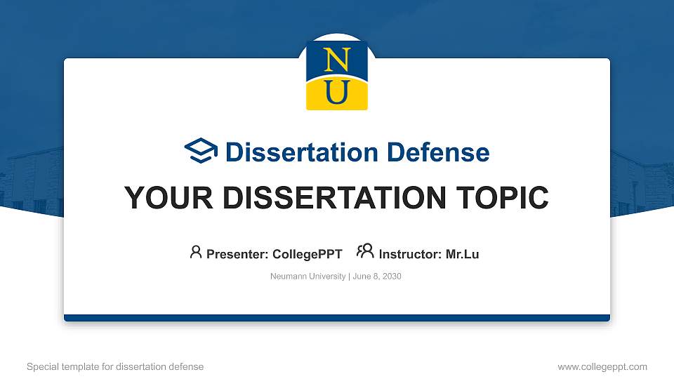 Neumann University Graduation Thesis Defense PPT Template16:9 ratio PPT effect preview image