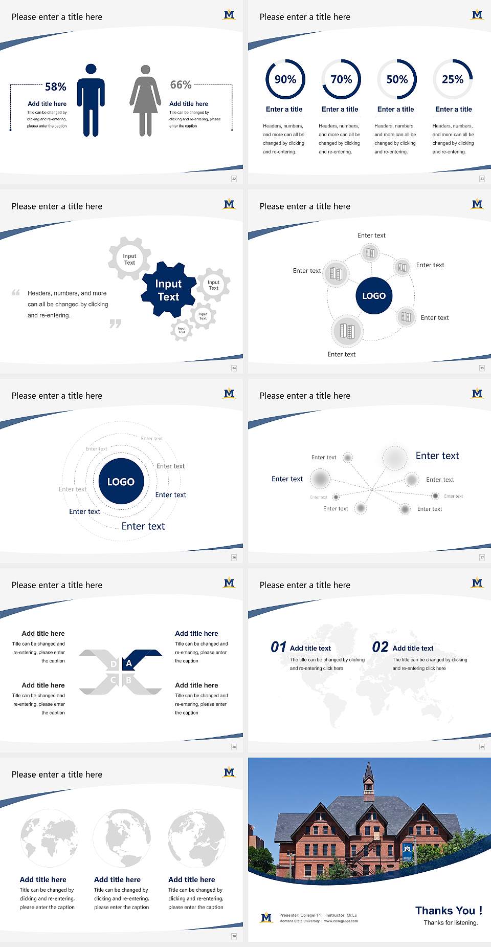 Montana State University Course/Courseware Creation PPT Template4:3 ratio PPT effect preview image4