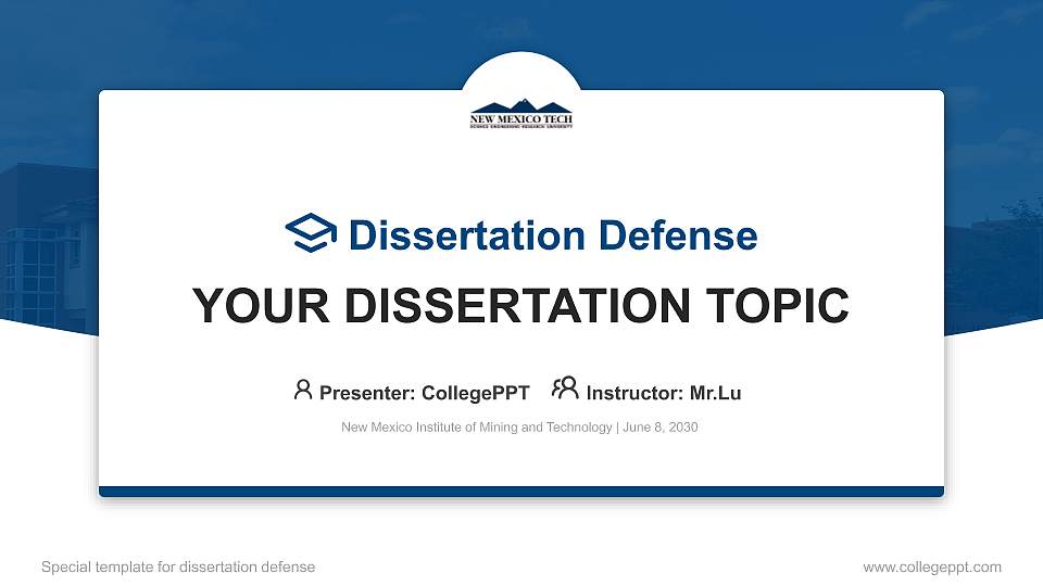 New Mexico Institute of Mining and Technology Graduation Thesis Defense PPT Template16:9 ratio PPT effect preview image