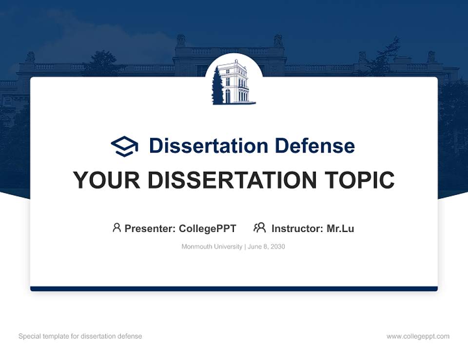 Monmouth University Graduation Thesis Defense PPT Template4:3 ratio PPT effect preview image7