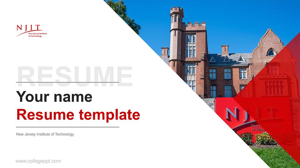 New Jersey Institute of Technology Resume PPT Template16:9 ratio PPT effect preview image