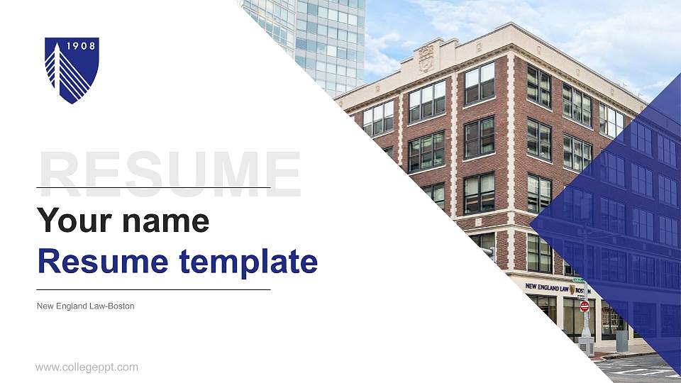 New England Law-Boston Resume PPT Template16:9 ratio PPT effect preview image