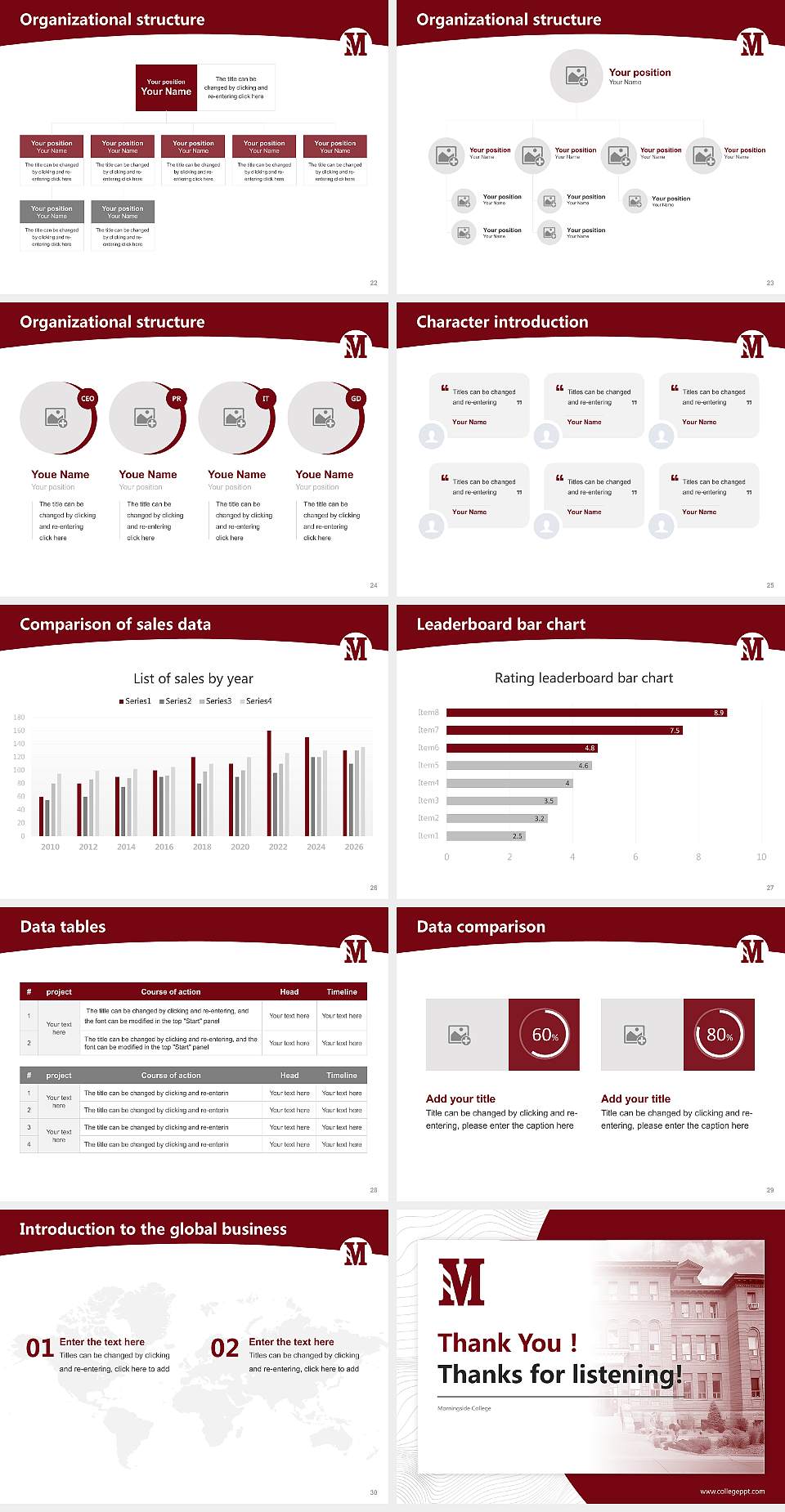 Morningside College Academic Presentation/Research Findings Report PPT Template4:3 ratio PPT effect preview image4