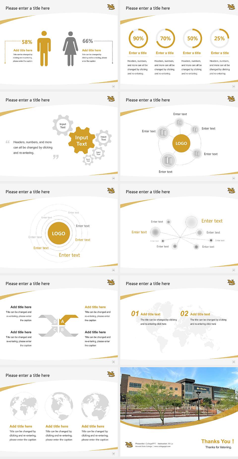 Nevada State College Course/Courseware Creation PPT Template4:3 ratio PPT effect preview image4