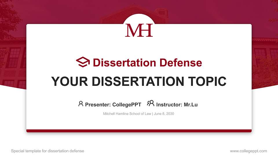 Mitchell Hamline School of Law Graduation Thesis Defense PPT Template16:9 ratio PPT effect preview image