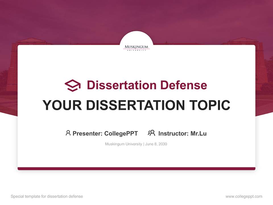 Muskingum University Graduation Thesis Defense PPT Template4:3 ratio PPT effect preview image7