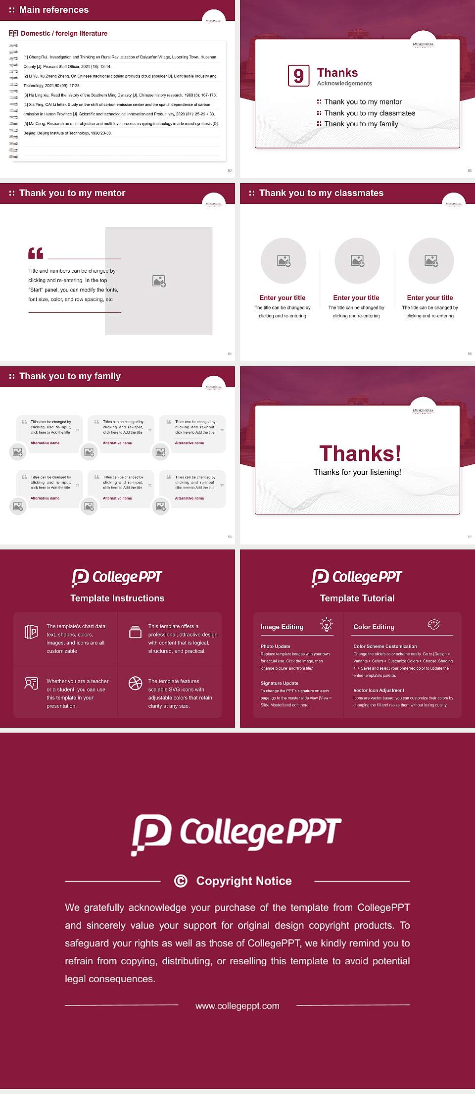 Muskingum University Graduation Thesis Defense PPT Template4:3 ratio PPT effect preview image7