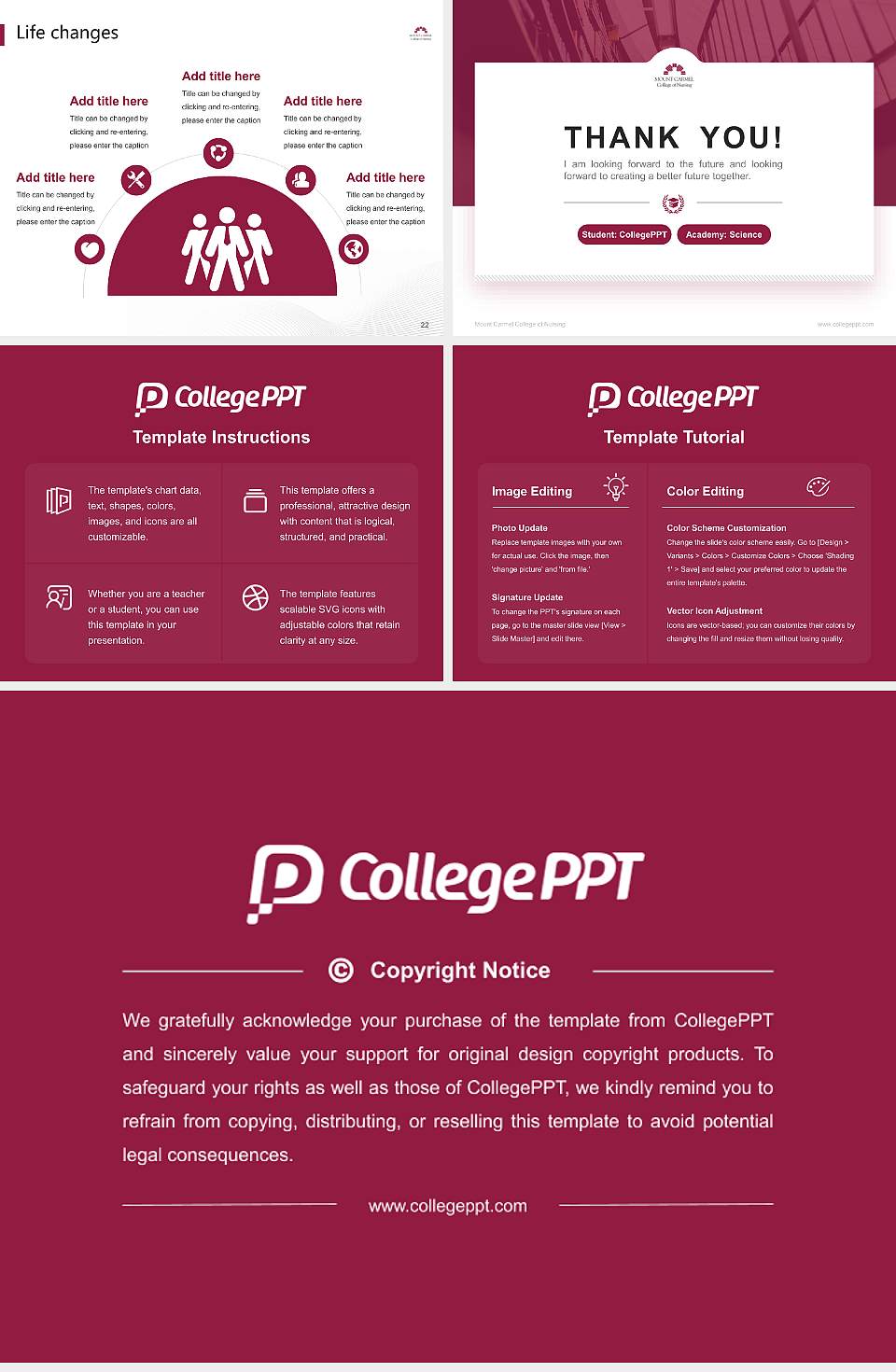 Mount Carmel College of Nursing National Scholarship Defense PPT Template4:3 ratio PPT effect preview image4