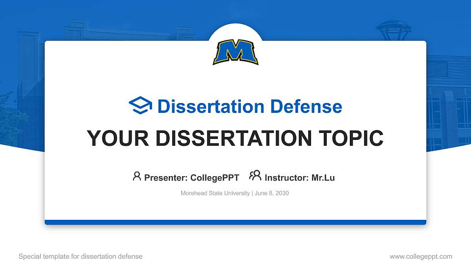 Morehead State University Graduation Thesis Defense PPT Template16:9 ratio PPT effect preview image