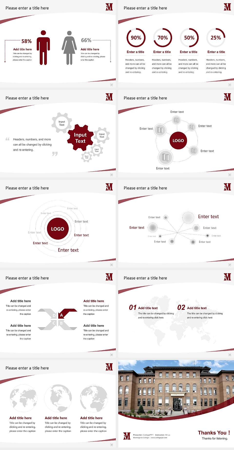 Morningside College Course/Courseware Creation PPT Template4:3 ratio PPT effect preview image4