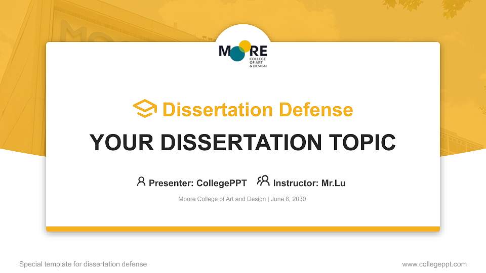 Moore College of Art and Design Graduation Thesis Defense PPT Template16:9 ratio PPT effect preview image