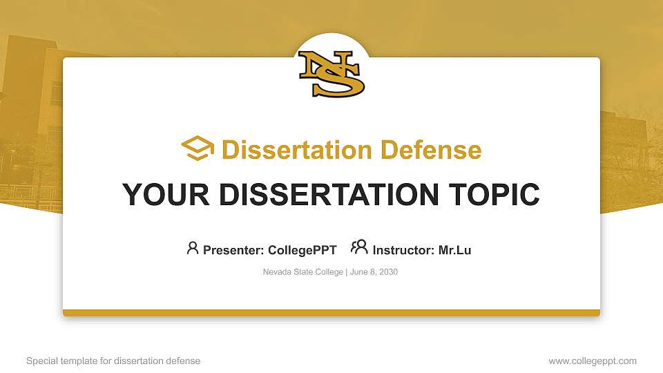 Nevada State College Graduation Thesis Defense PPT Template16:9 ratio PPT effect preview image
