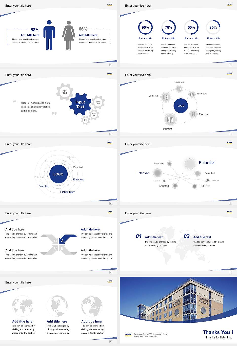 Monroe College Course/Courseware Creation PPT Template16:9 ratio PPT effect preview image4