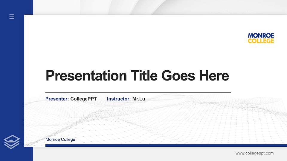 Monroe College Thesis Proposal/Graduation Defense PPT Template16:9 ratio PPT effect preview image