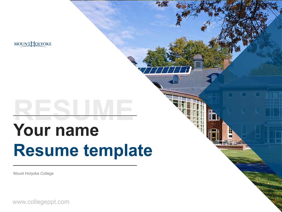 Mount Holyoke College Resume PPT Template4:3 ratio PPT effect preview image5