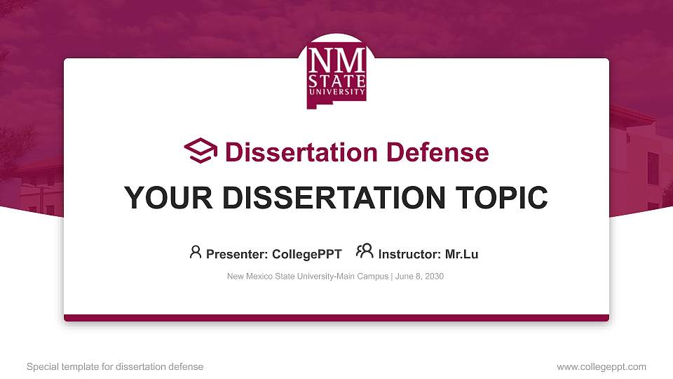 New Mexico State University-Main Campus Graduation Thesis Defense PPT Template16:9 ratio PPT effect preview image